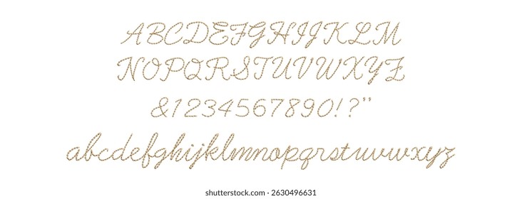 Ilustração vetorial de bordado estilo cadeia ponto cursivo lettering em um fundo branco