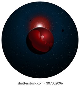 vector illustration of embryo, germ design, baby, fetus concept, nucleus, life, embryo in space, sun and planet, universe, logo