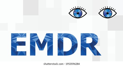 ilustración vectorial de la EMDR y el título de tecnología de desensibilización y reprocesamiento del movimiento ocular
