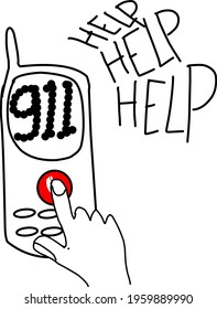 vector illustration of emergency call