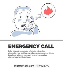 Vector Illustration of emergency call.