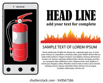 Vector illustration of emergency call with fireman on mobile telephone in trendy flat style