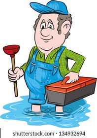 Vector illustration of an Emergency plumber. Suitable for logo.