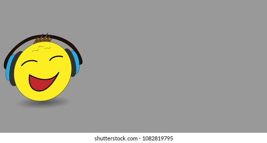 Vector illustration emoji. Banner vector with emoji. happy emotion, laugh. Cartoon print.