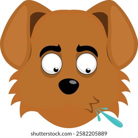 vector illustration emoji character face dog cartoon, spitting saliva