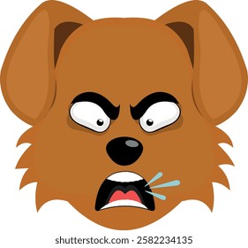 vector illustration emoji character face dog cartoon, with an angry expression, talking and screaming