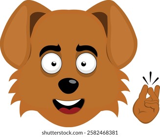 vector illustration emoji character face dog cartoon, snapping your fingers hand