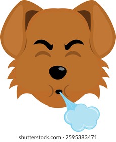vector illustration emoji character face dog cartoon, with his mouth blowing air