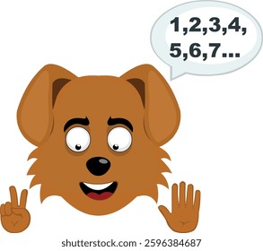 vector illustration emoji character face dog cartoon, with your fingers hands counting numbers
