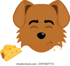 vector illustration emoji character face dog cartoon, eating a piece of cheese