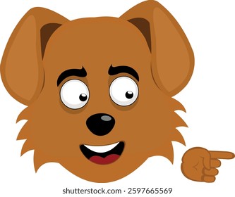 vector illustration emoji character face dog cartoon, with the index finger of the hand pointing