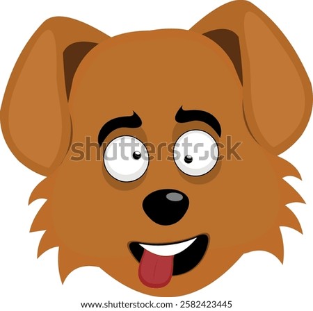 vector illustration emoji character face dog cartoon, making crazy and funny expression, with squinty eyes and tongue sticking out