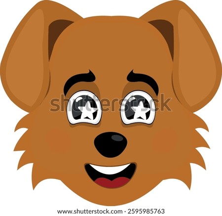 vector illustration emoji character face dog cartoon, marveling with stars in his eyes