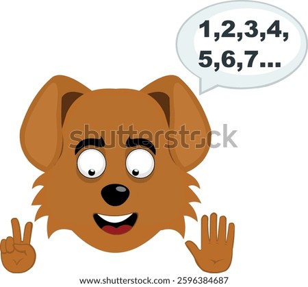 vector illustration emoji character face dog cartoon, with your fingers hands counting numbers