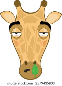 vector illustration emoji face giraffe character cartoon, pale with flu symptoms and mucus falling from the nose