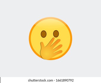 Vector illustration of emoji Face with Hand Over Mouth