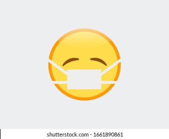 Vector illustration of emoji face with medical mask