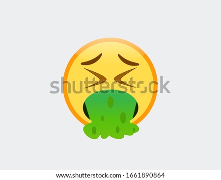 Vector illustration of emoji face vomiting