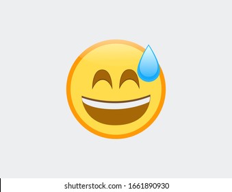 Vektorillustration-Illustration von Emoji Grinning Face mit Sweat