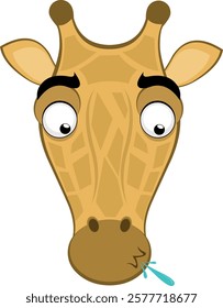 vector illustration emoji head character giraffe cartoon, spitting saliva