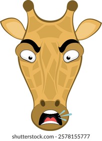 vector illustration emoji head character giraffe cartoon, with an angry expression, talking and screaming