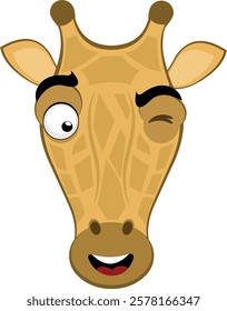 vector illustration emoji head character giraffe cartoon, with a happy expression and doing vulcan salute with his hand