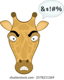 vector illustration emoji head character giraffe cartoon, with a speech bubble and insult text