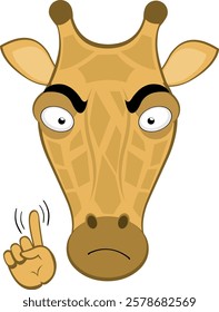 vector illustration emoji head character giraffe cartoon, saying no with a hand gesture