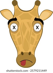 vector illustration emoji head character giraffe cartoon, with crosses eyes in concept of dead character