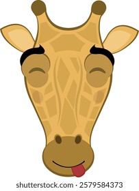 vector illustration emoji head character giraffe cartoon, with a yummy expression how delicious