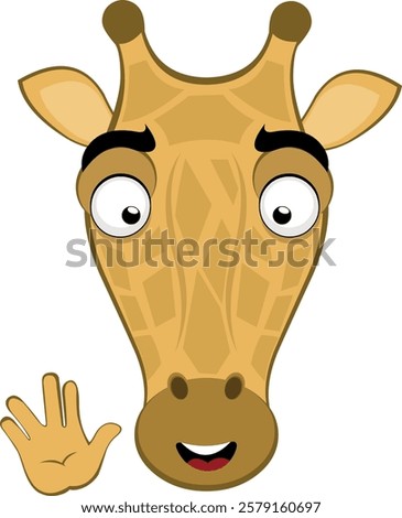 vector illustration emoji head character giraffe cartoon, with a happy expression and doing vulcan salute with his hand