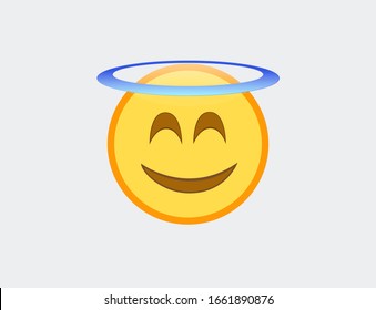 Vector illustration of emoji smiling face with halo