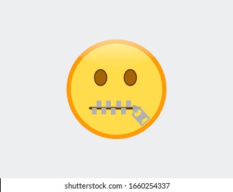 Vector Illustration Of Emoji Zipper Mouth Face