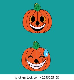 vector illustration of emojis with halloween motif