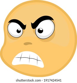 Ilustración vectorial del emoticono con una expresión enojada