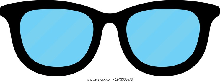 Vector illustration of an emoticon of black glasses with their lenses with transparency