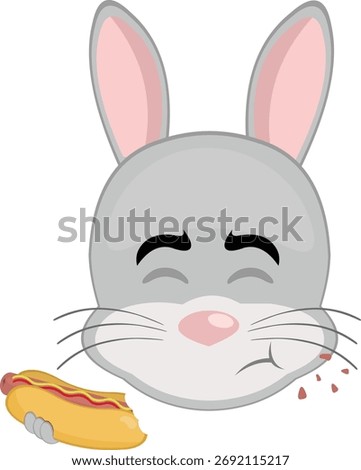 vector illustration emoticon character face rabbit rodent animal eating fast food from a hot dog