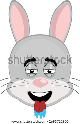 vector illustration emoticon character face rabbit rodent animal, with a desire expression, tongue out and drooling saliva
