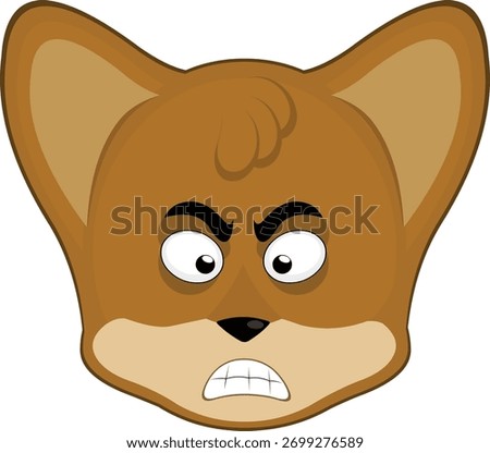vector illustration emoticon character face fox animal, with an angry expression