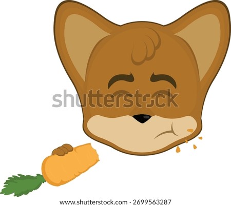 vector illustration emoticon character face fox animal eating carrot vegetable food