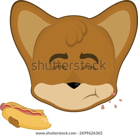 vector illustration emoticon character face fox animal eating fast food from a hot dog