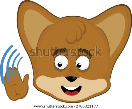 vector illustration emoticon character face fox animal, listening interested with hand to ear