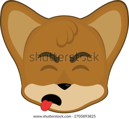 vector illustration emoticon character face fox animal, with an yuck bad olor expression