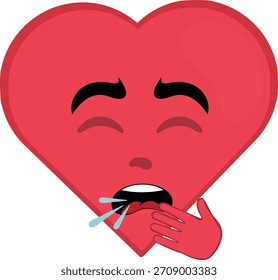 vector illustration emoticon character heart cartoon coughing with your hand in your mouth
