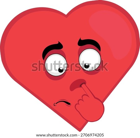 vector illustration emoticon character heart cartoon picking your nose looking for a mucus with your finger hand