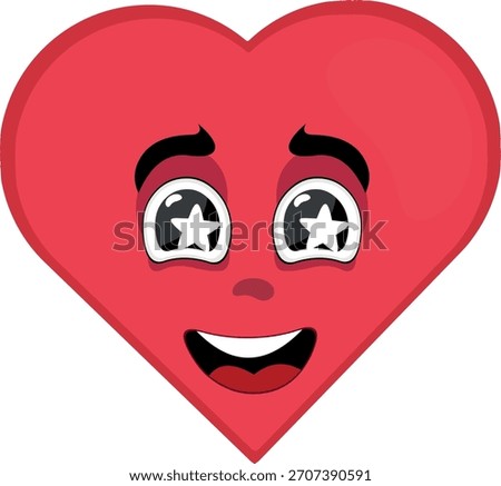 vector illustration emoticon character heart cartoon, marveling with stars in his eyes