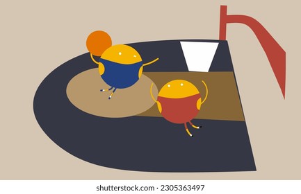 Vector Illustration Of emoticon character Playing Basketball