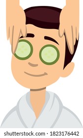Vector illustration of emoticon concept spa, massage and beauty