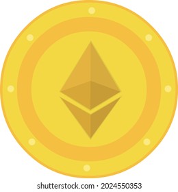 Vector illustration of emoticon of the cryptocurrency eth or ethereum