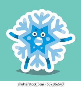 Vector illustration emoticon emoji icon on theme of winter holiday. Autumn emoticon Christmas and New Year. Happy New Year Snowflake
